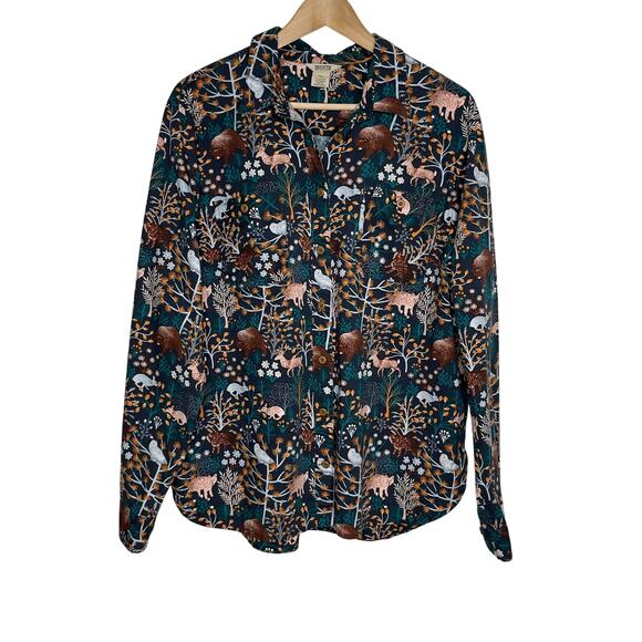 Duluth Trading Co Long Sleeve Button Up Shirt Womens XL Animal Floral Print - Picture 2 of 9